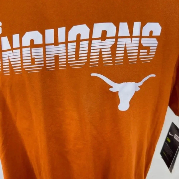 NEW Nike Texas Longhorns T-Shirt Crew Neck Chest Logo Dri Fit Orange Mens M - Picture 2 of 8
